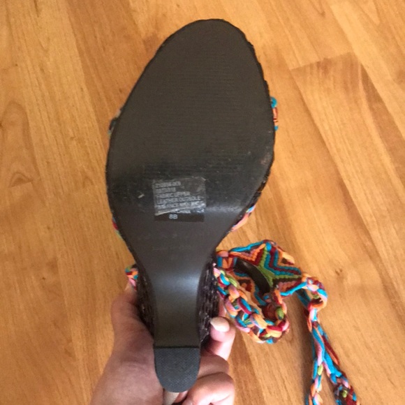 Colin Stuart Multicolored tie up wedges - Picture 6 of 6